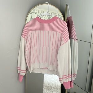 Pink and white striped sweater